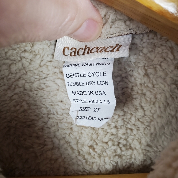Toddlers Brown and Cream Sherpa Jacket. CachCach. 2T - Picture 3 of 12